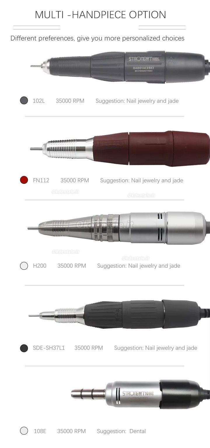 Micromotore dentale Strong 211 con manipolo tipo E da 35000 giri/min